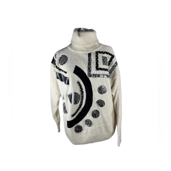 𝅺VICTORIA Plum turtleneck sweater silk angora lambswool fuzzy cream size L - Picture 4 of 11